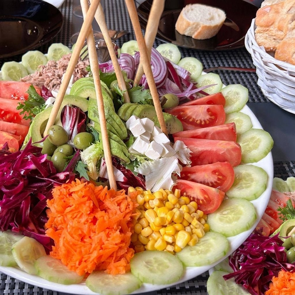 Ensalada fresca de la huerta con hortalizas de temporada